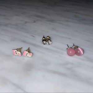 Bundle of three stud earrings